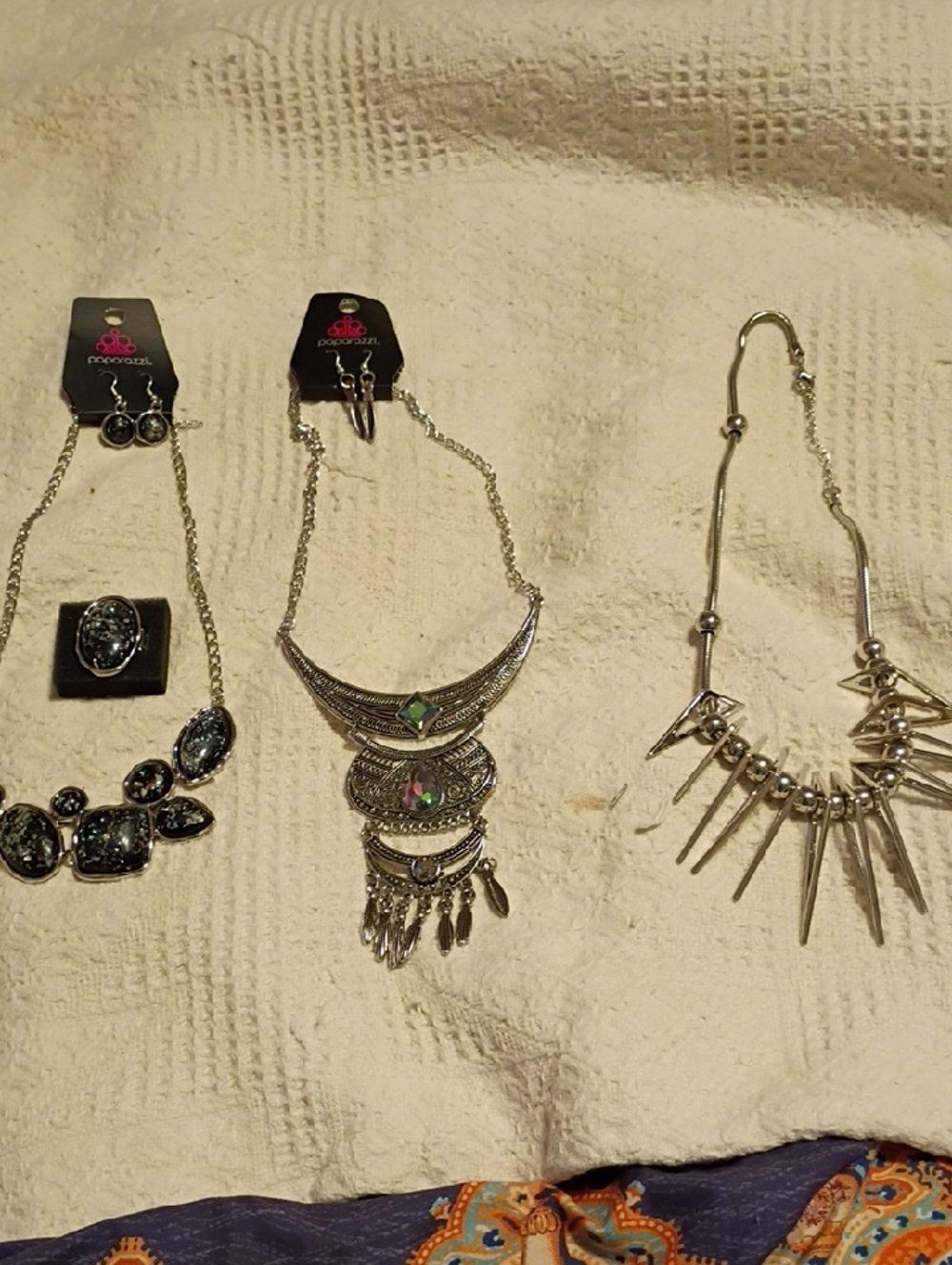 Paparazzi Silver-Tone Statement Necklaces and Ring Set - Silver